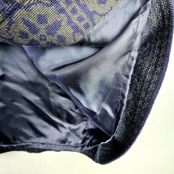 Twin-Set Simona Barbieri Royal Blue Geometric Snowflakes 100% Italian Wool Coat - Picture 11 of 12